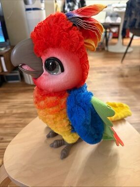 Plush Rockatoo Show Bird 
Animated Talking Parrot Toy  Red, Blue, Yellow, Green